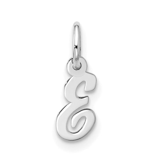 10K White Gold Small-Script Initial E Charm