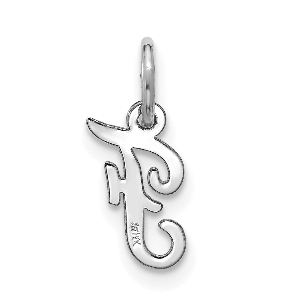 10K White Gold Small-Script Initial F Charm