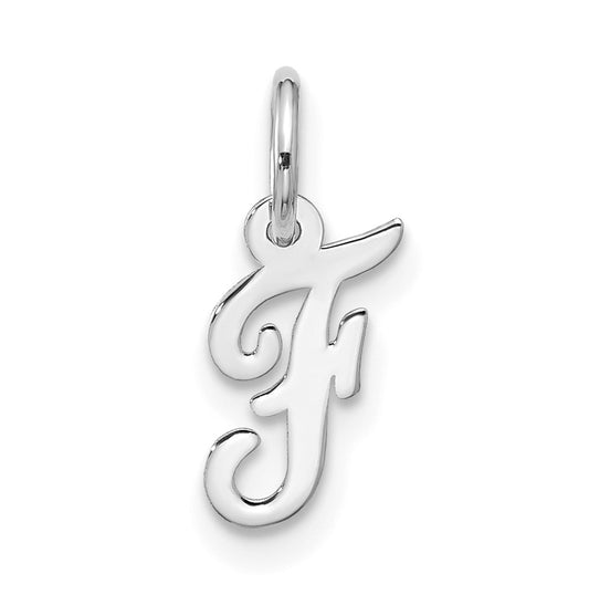 10K White Gold Small-Script Initial F Charm
