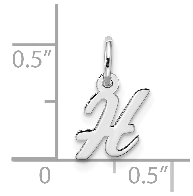 10K White Gold Small-Script Initial H Charm