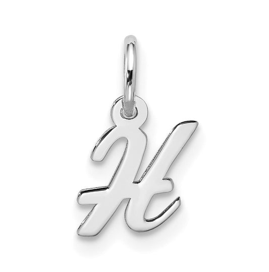 10K White Gold Small-Script Initial H Charm