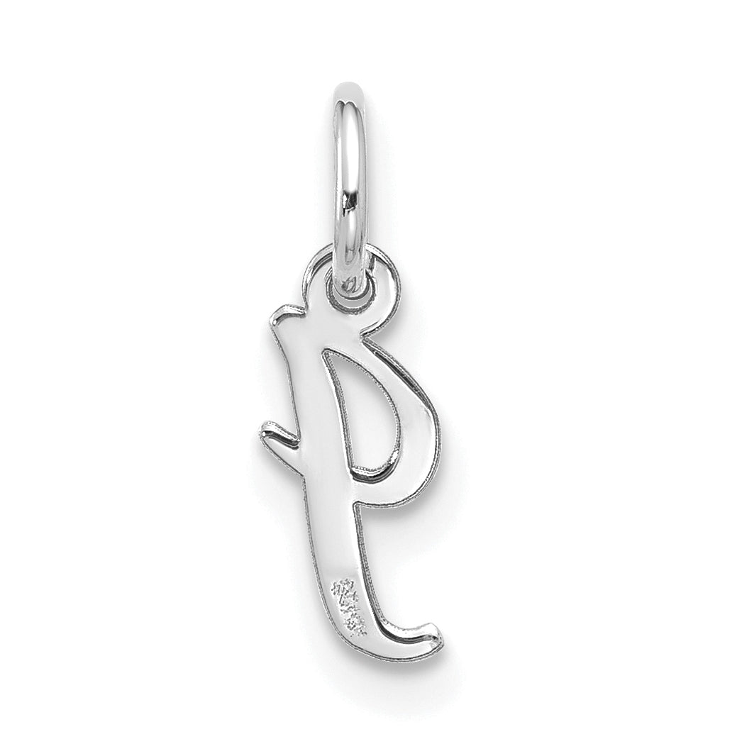 10K White Gold Small-Script Initial I Charm