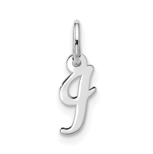 10K White Gold Small-Script Initial I Charm
