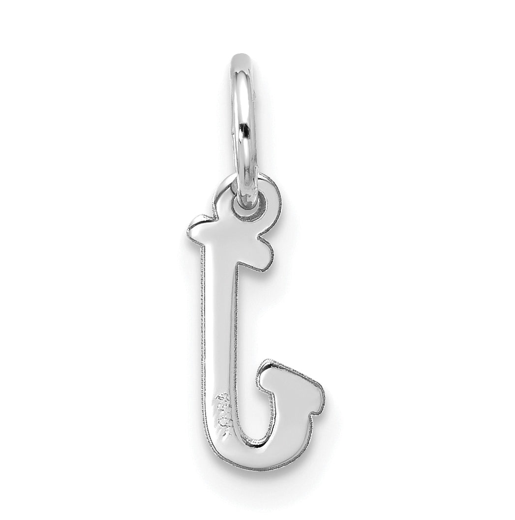10K White Gold Small-Script Initial J Charm