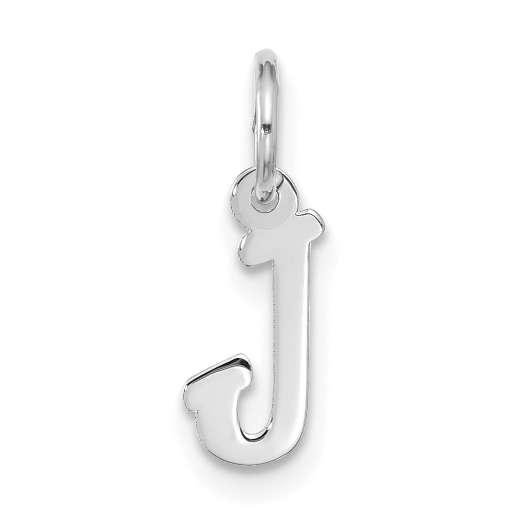 10K White Gold Small-Script Initial J Charm