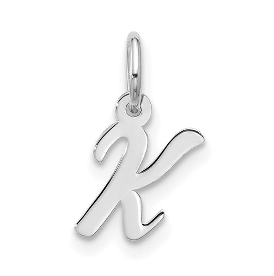 10K White Gold Small-Script Initial K Charm