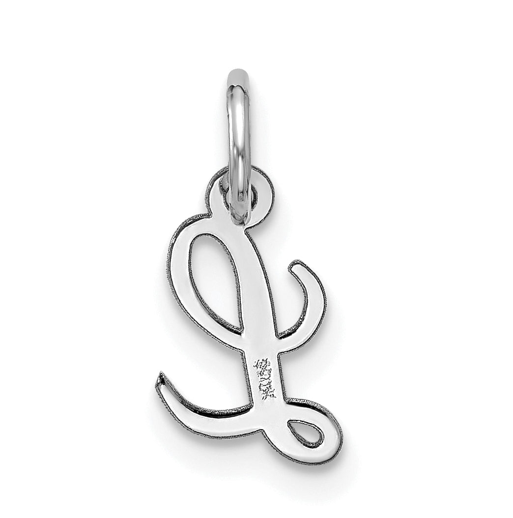 10K White Gold Small-Script Initial L Charm