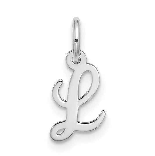 10K White Gold Small-Script Initial L Charm