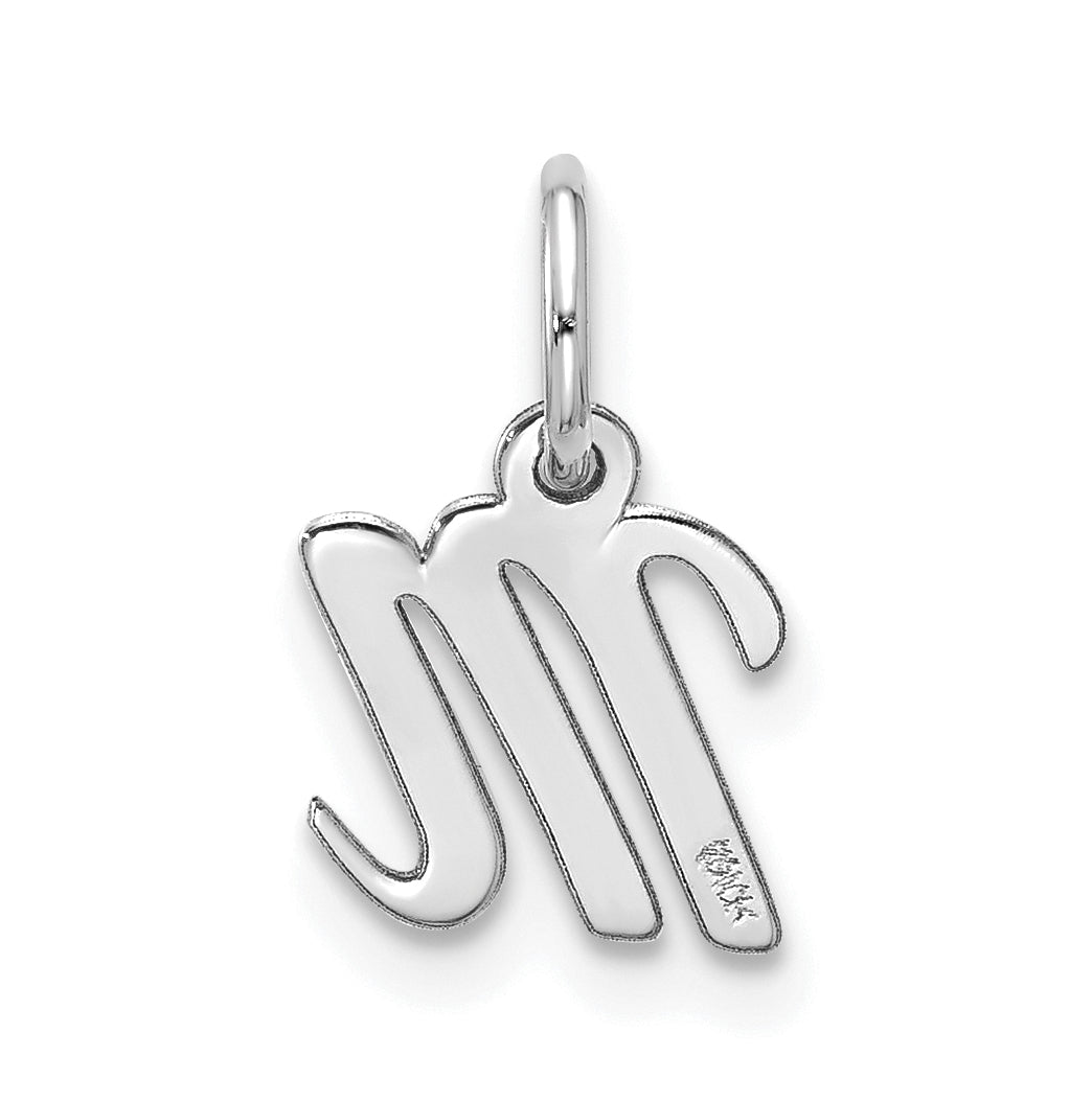 10K White Gold Small-Script Initial M Charm