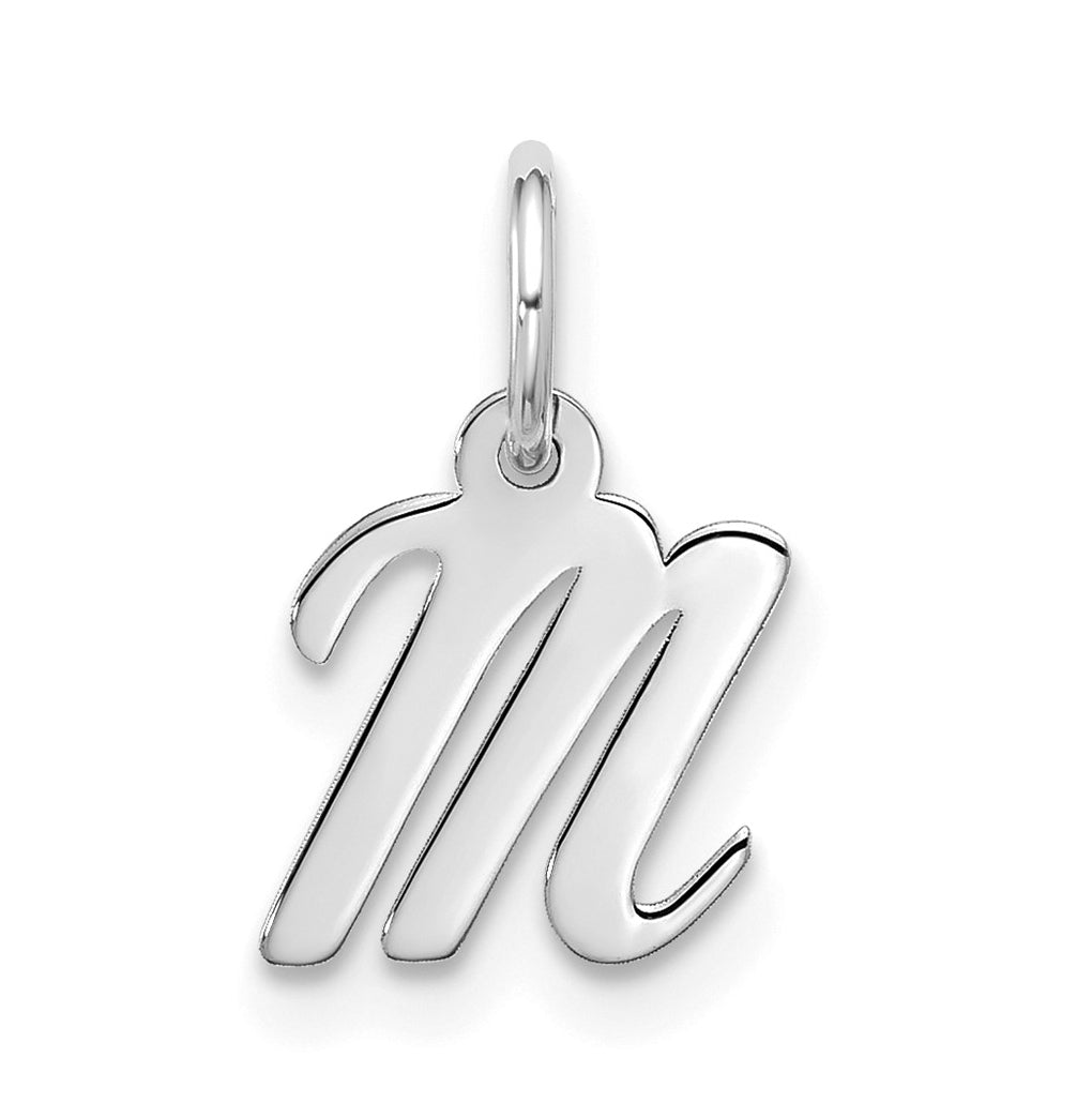 10K White Gold Small-Script Initial M Charm