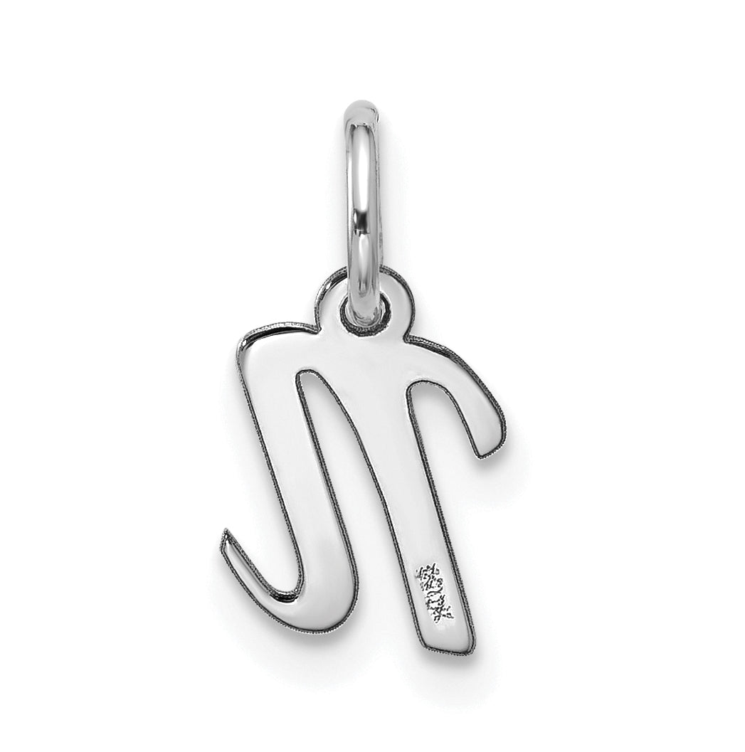 10K White Gold Small-Script Initial N Charm