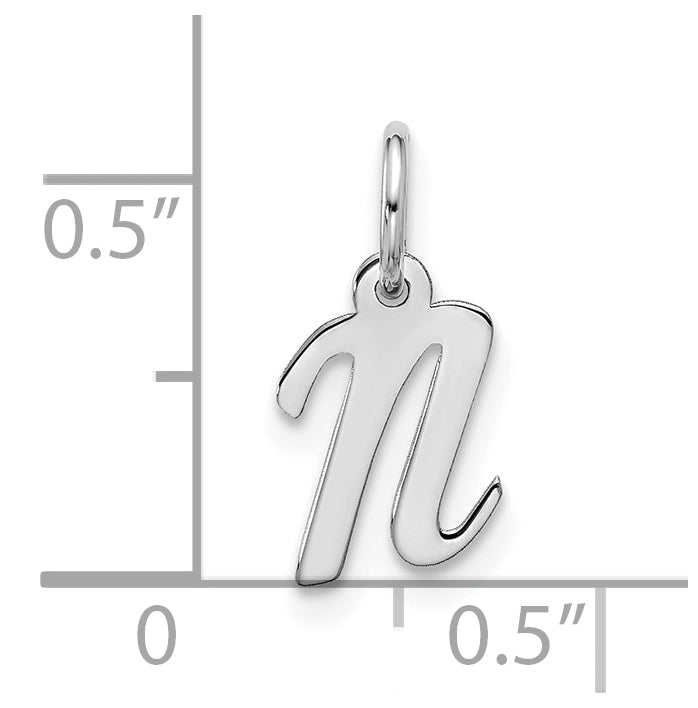 10K White Gold Small-Script Initial N Charm