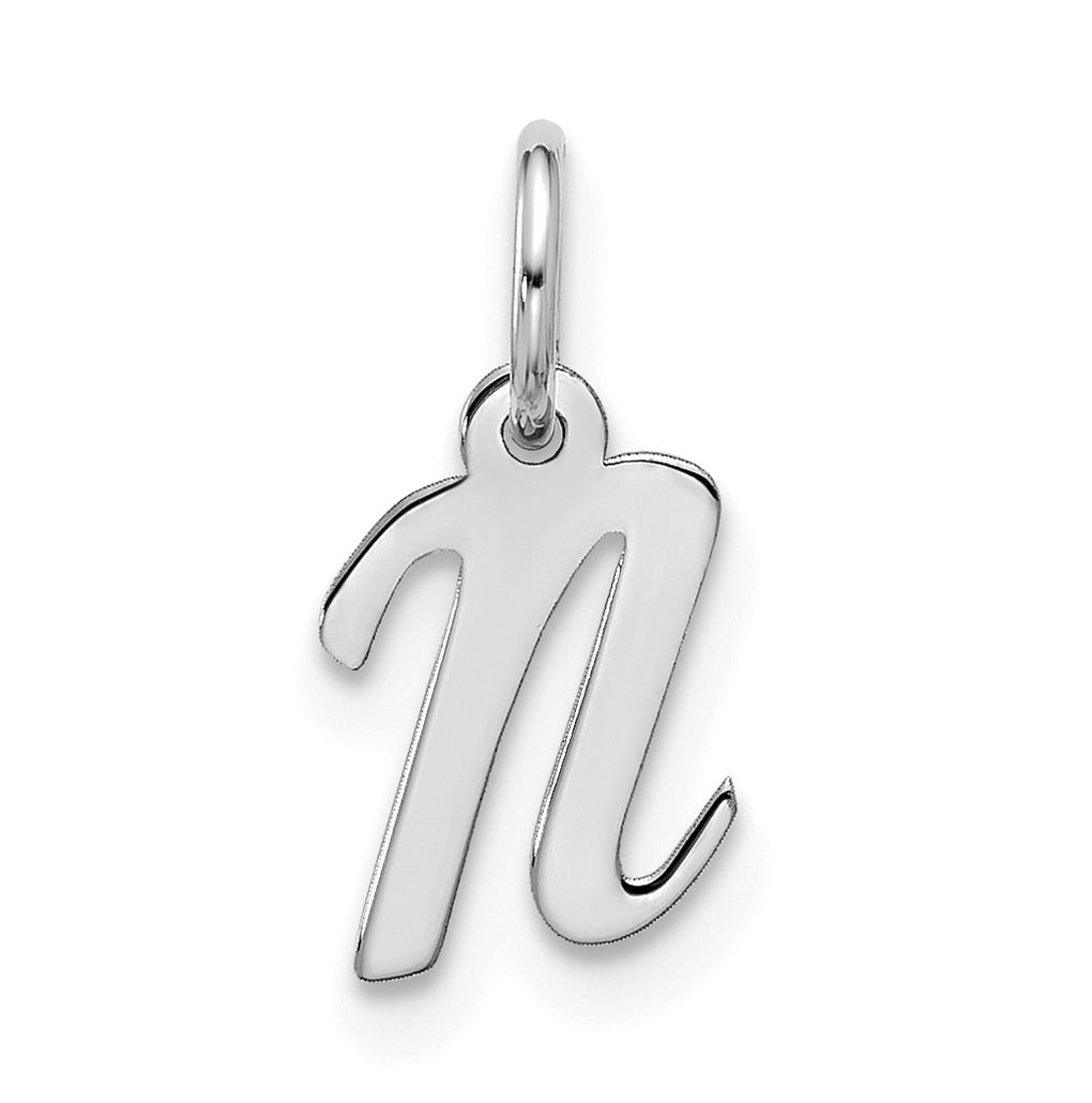 10K White Gold Small-Script Initial N Charm