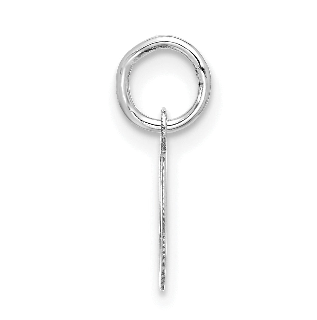 10K White Gold Small-Script Initial O Charm