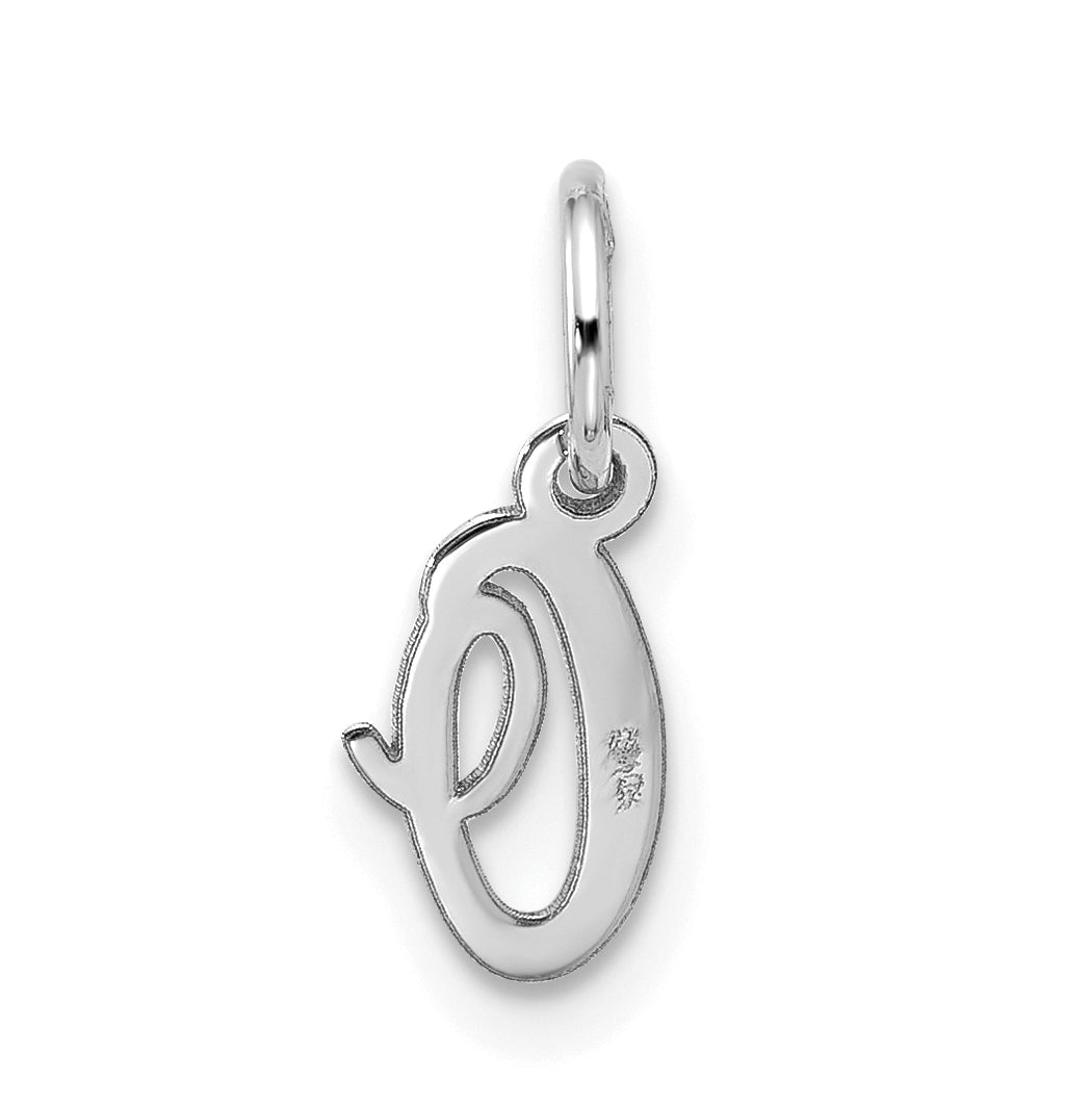 10K White Gold Small-Script Initial O Charm