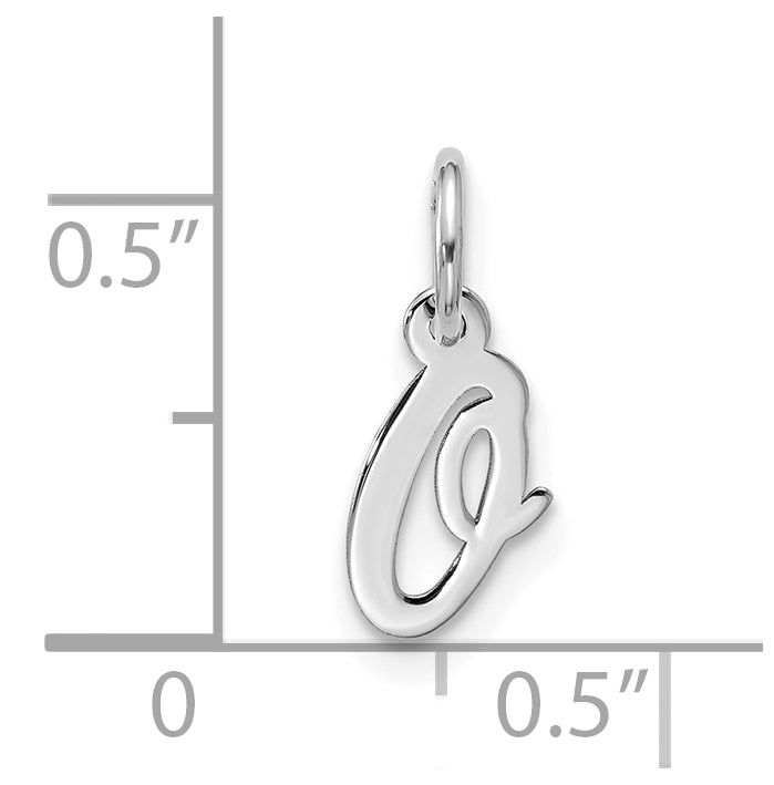 10K White Gold Small-Script Initial O Charm