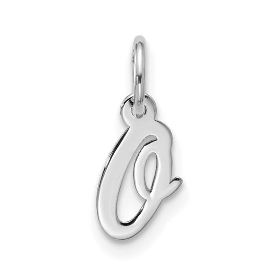 10K White Gold Small-Script Initial O Charm