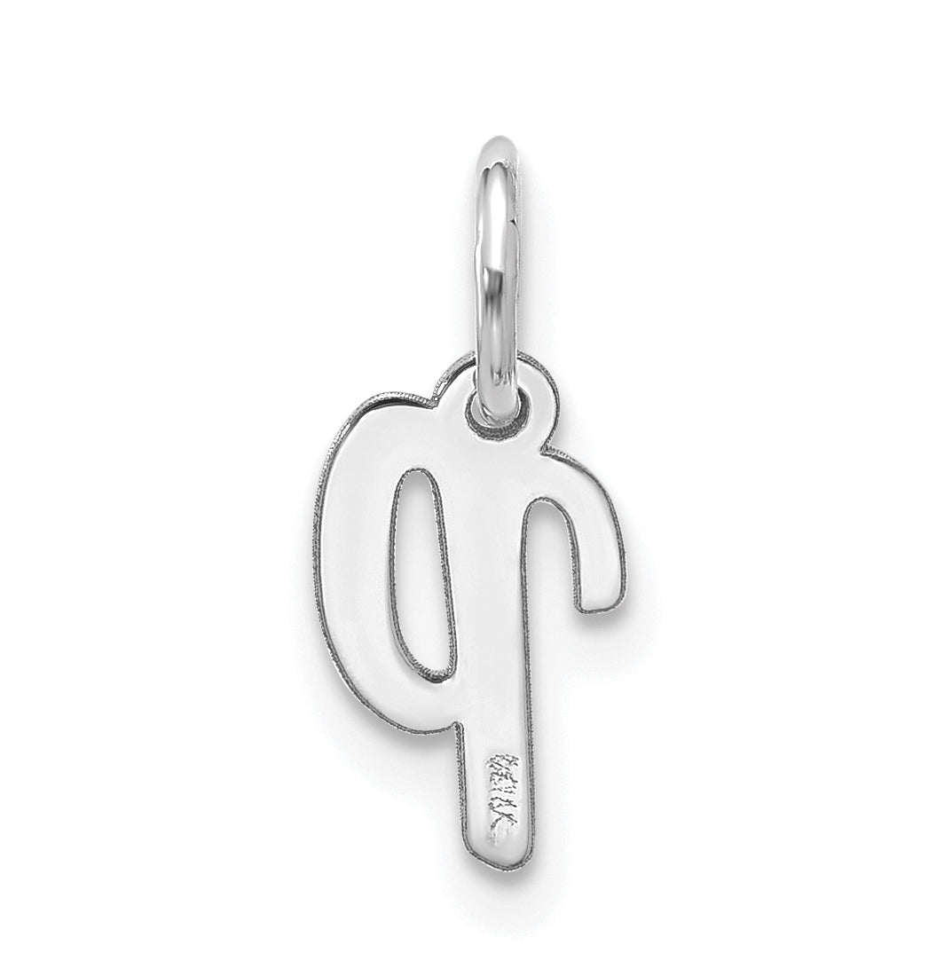 10K White Gold Small-Script Initial P Charm