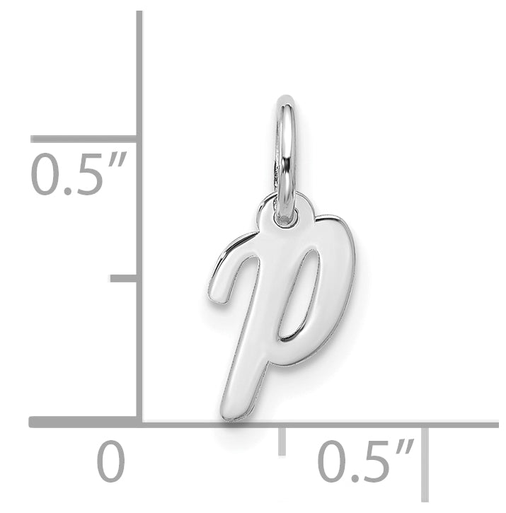 10K White Gold Small-Script Initial P Charm