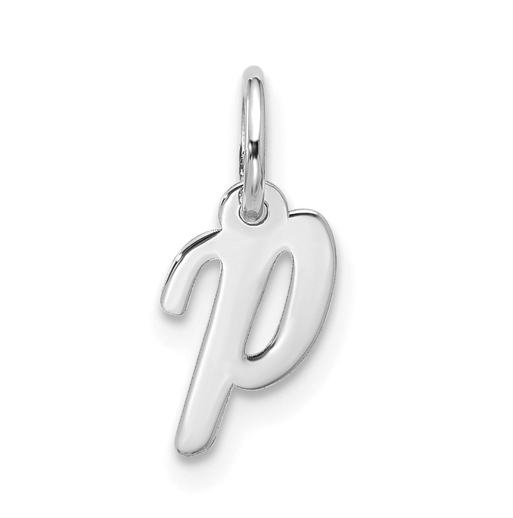 10K White Gold Small-Script Initial P Charm