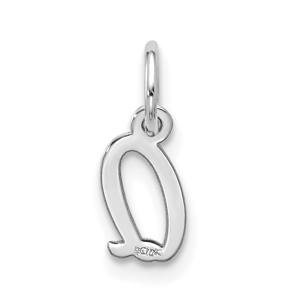10K White Gold Small Script Initial Q Charm
