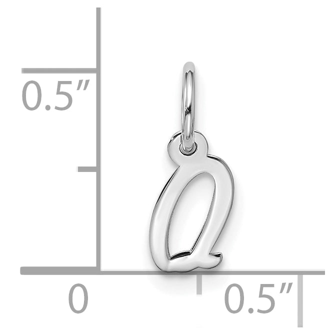 10K White Gold Small Script Initial Q Charm