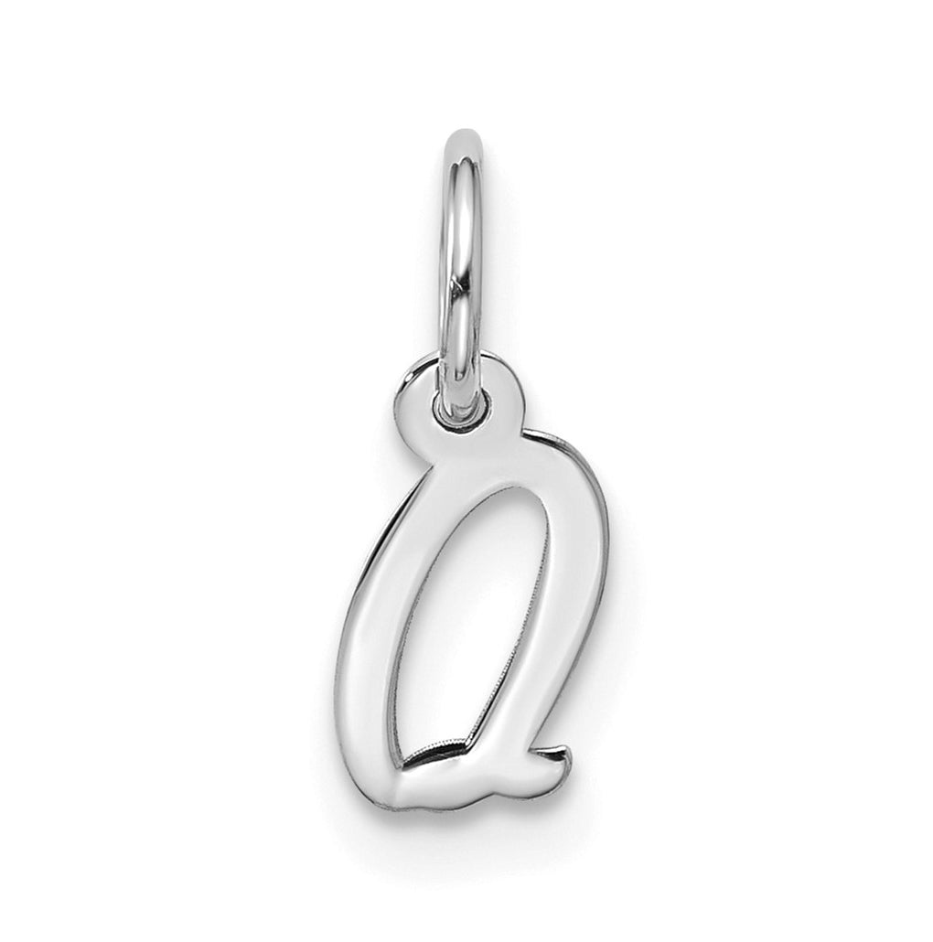10K White Gold Small Script Initial Q Charm