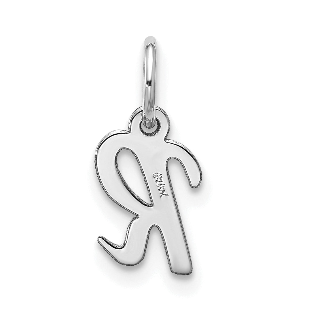 10K White Gold Small-Script Initial R Charm