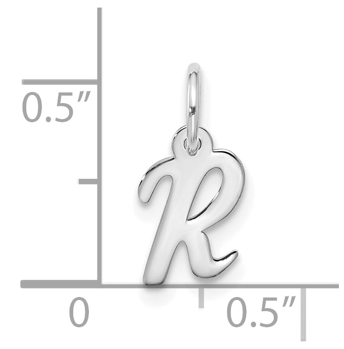 10K White Gold Small-Script Initial R Charm