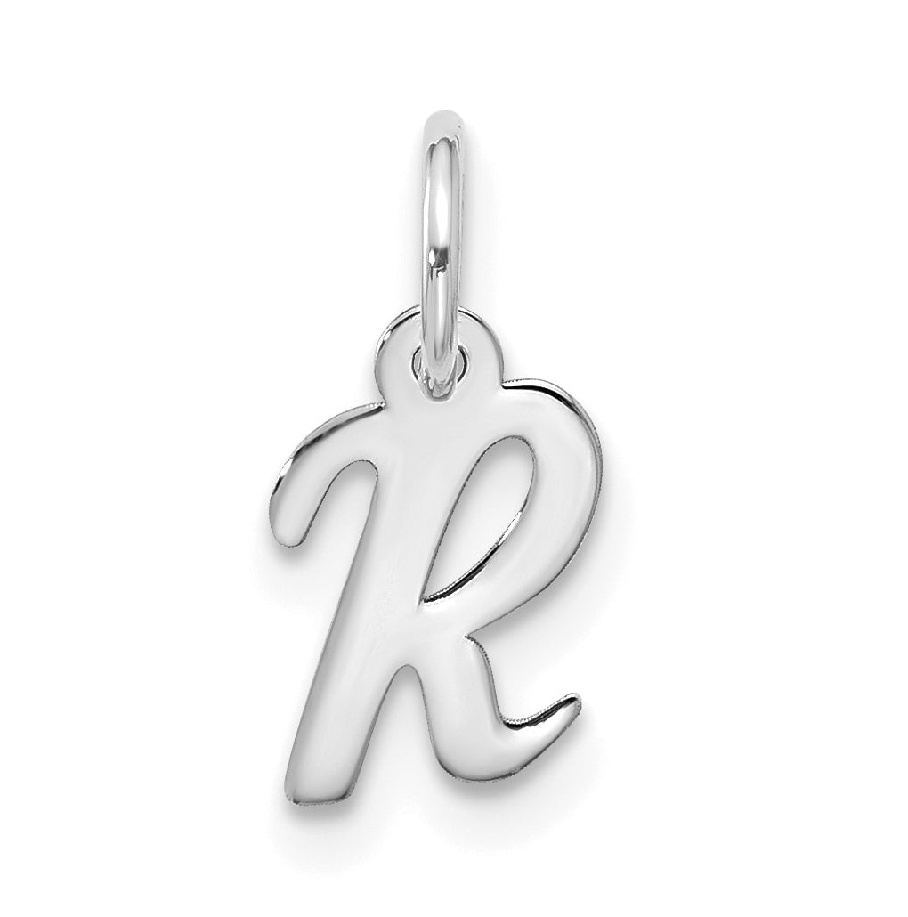 10K White Gold Small-Script Initial R Charm
