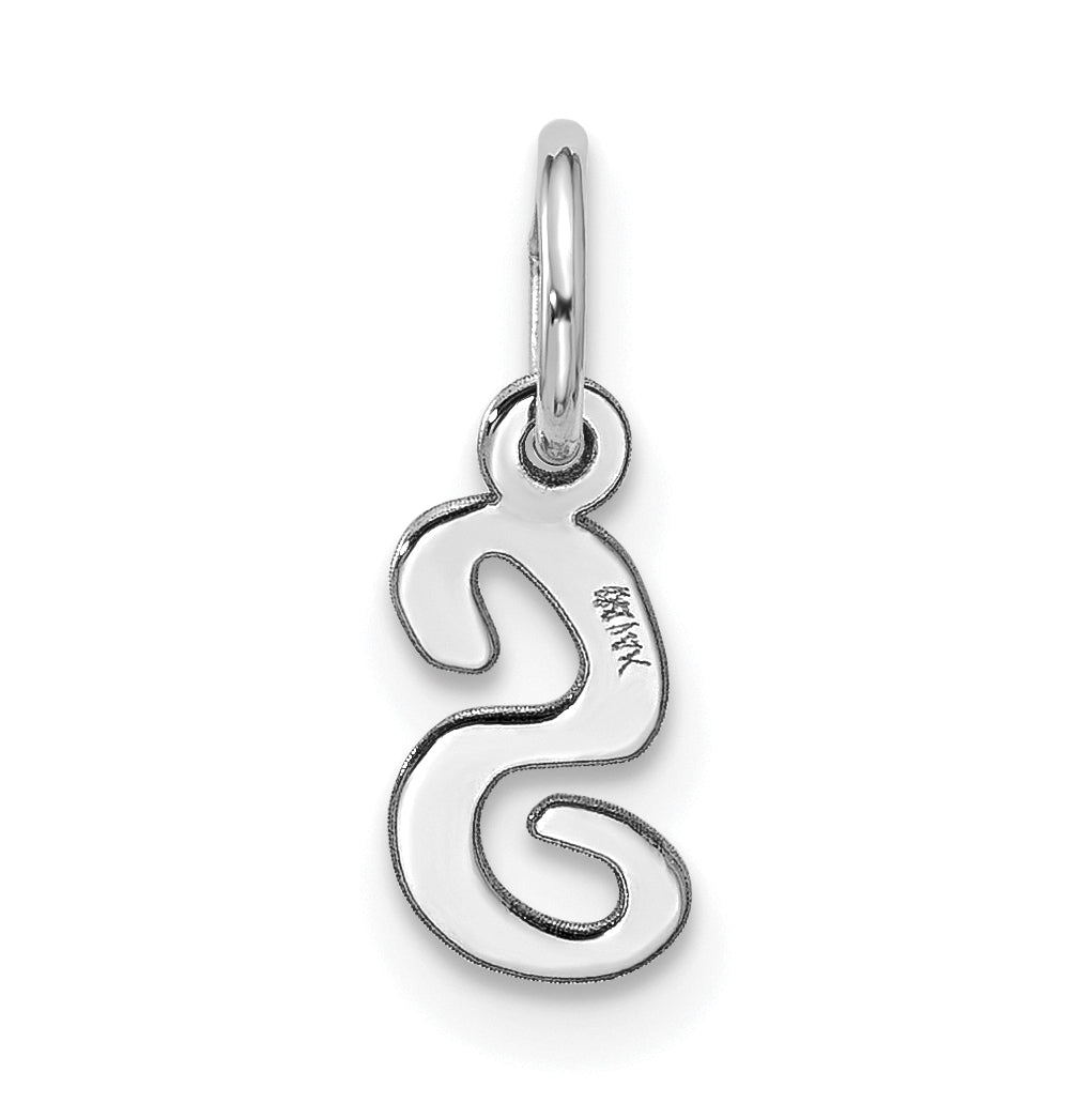 10K White Gold Small-Script Initial S Charm