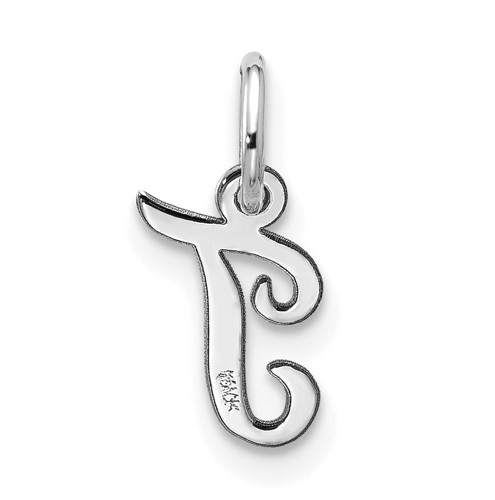 10K White Gold Small-Script Initial T Charm