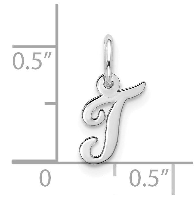10K White Gold Small-Script Initial T Charm