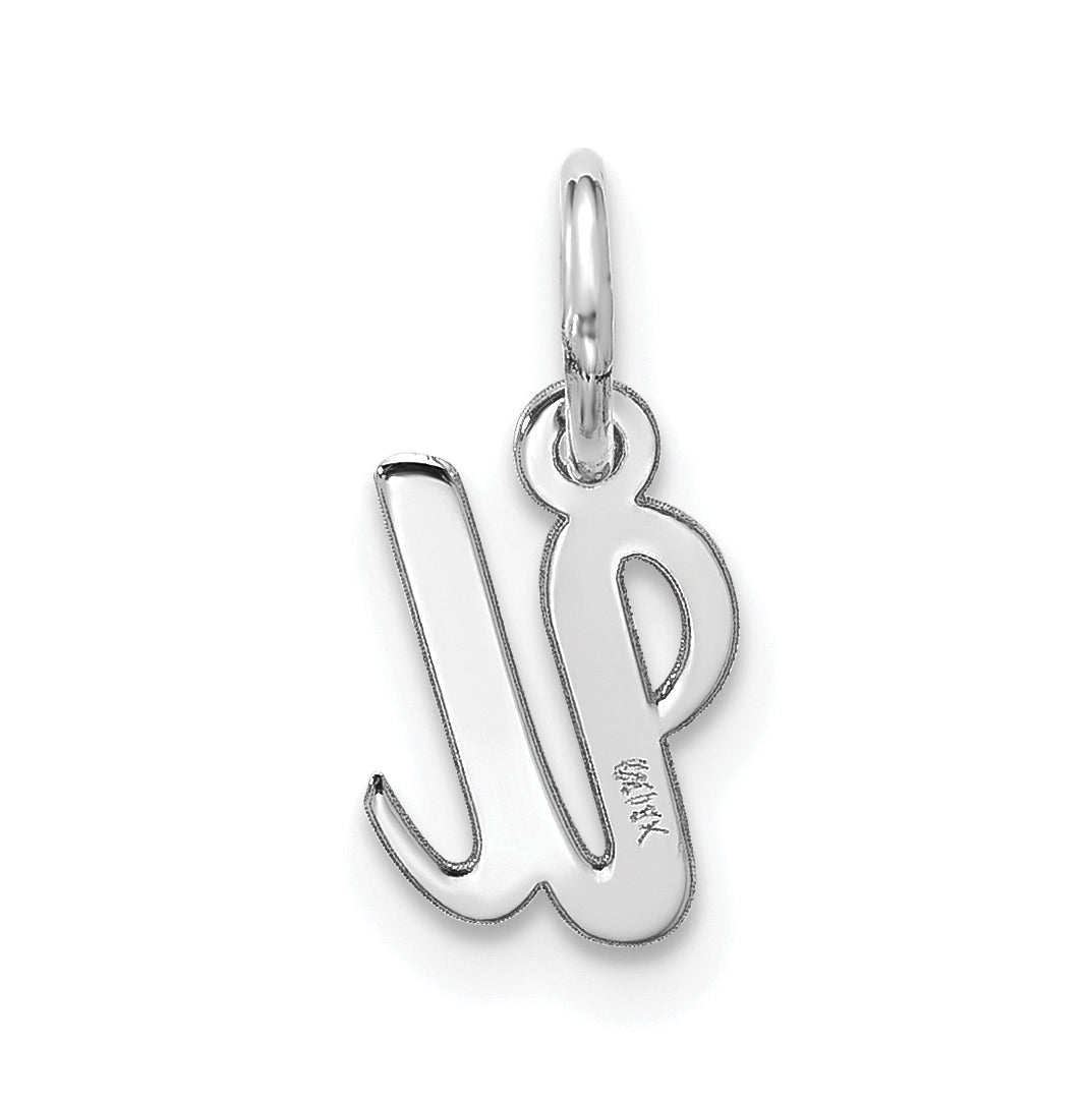10K White Gold Small Script Initial U Charm