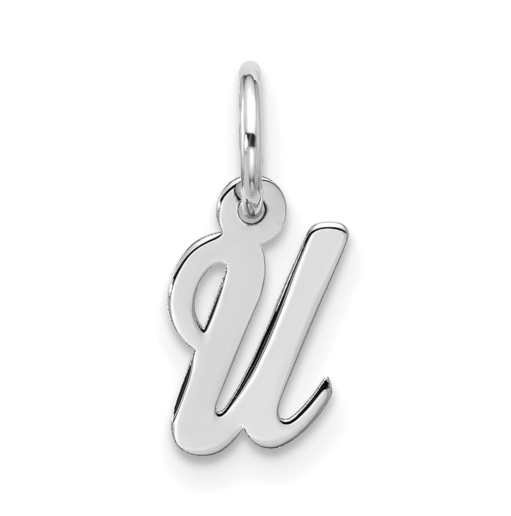 10K White Gold Small Script Initial U Charm