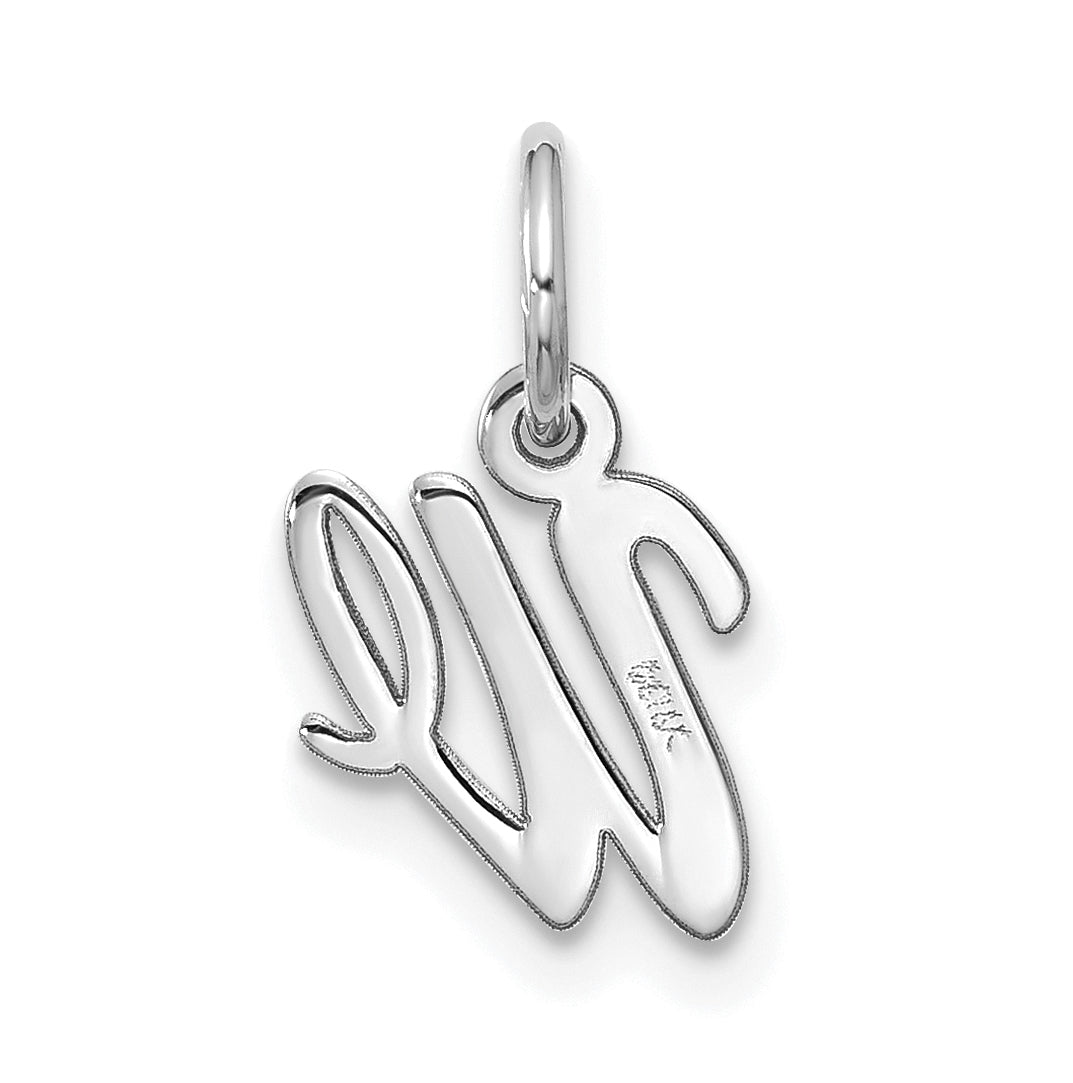 10K White Gold Small-Script Initial W Charm