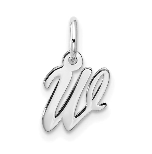 10K White Gold Small-Script Initial W Charm