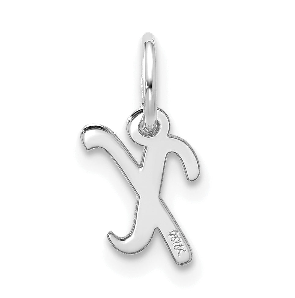 10K White Gold Small Script Initial X Charm