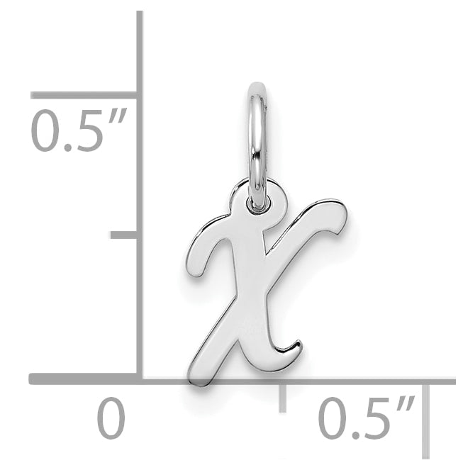 10K White Gold Small Script Initial X Charm