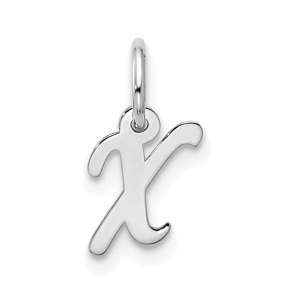 10K White Gold Small Script Initial X Charm