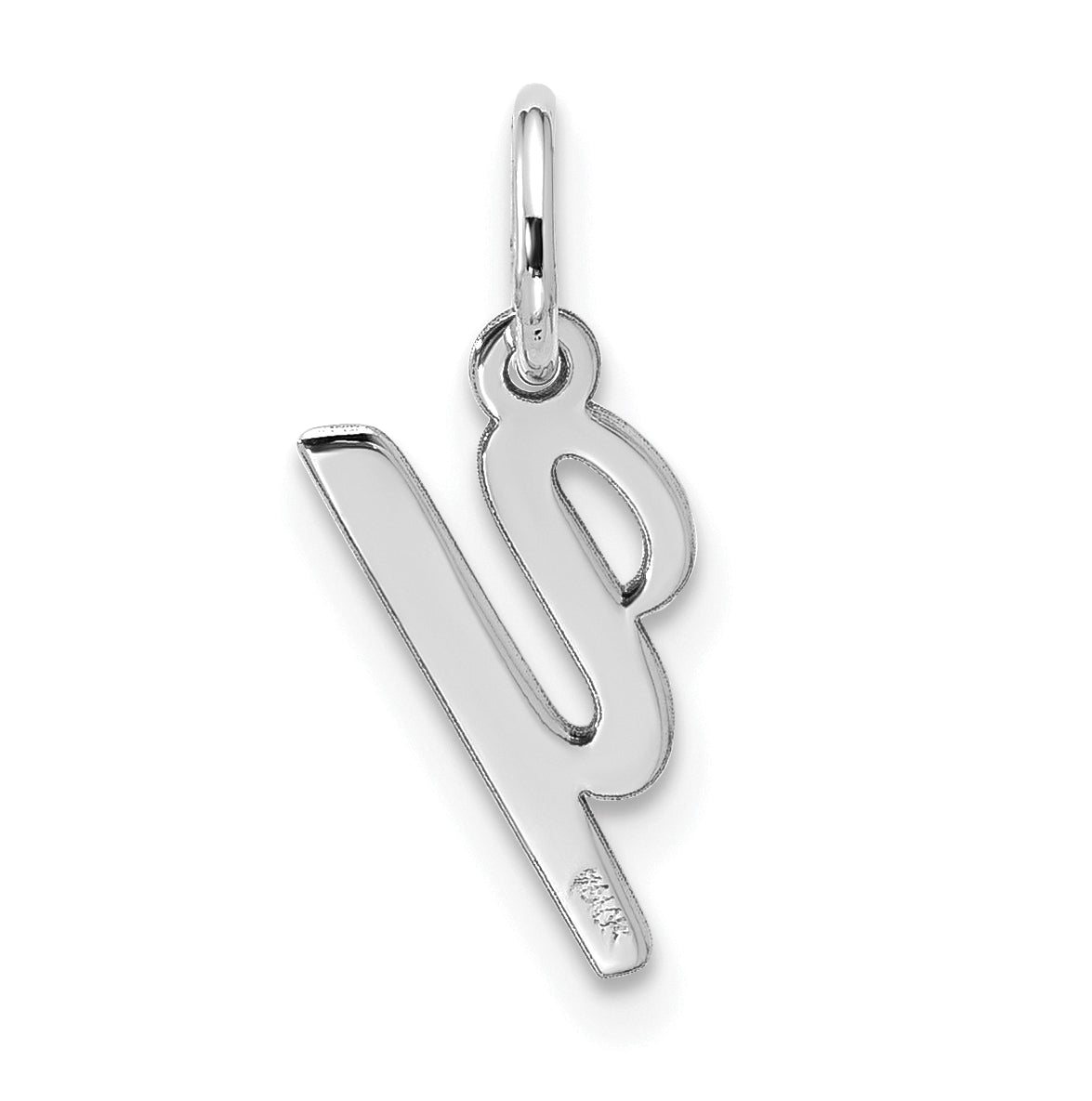 10K White Gold Small Script Initial Y Charm