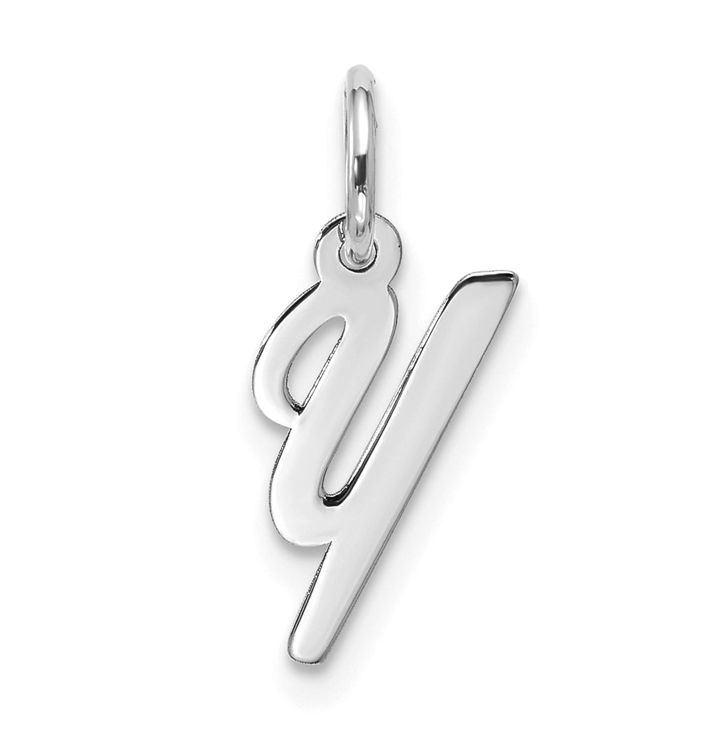 10K White Gold Small Script Initial Y Charm