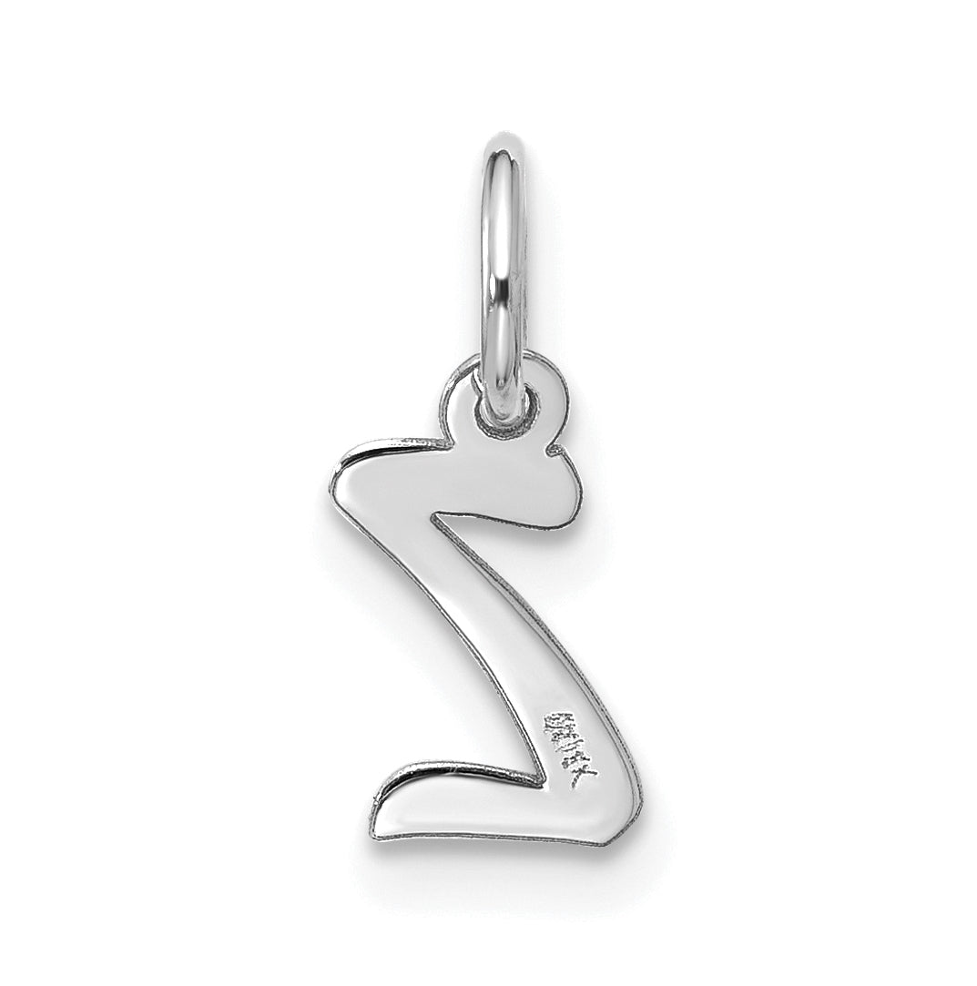 10K White Gold Small Script Initial Z Charm