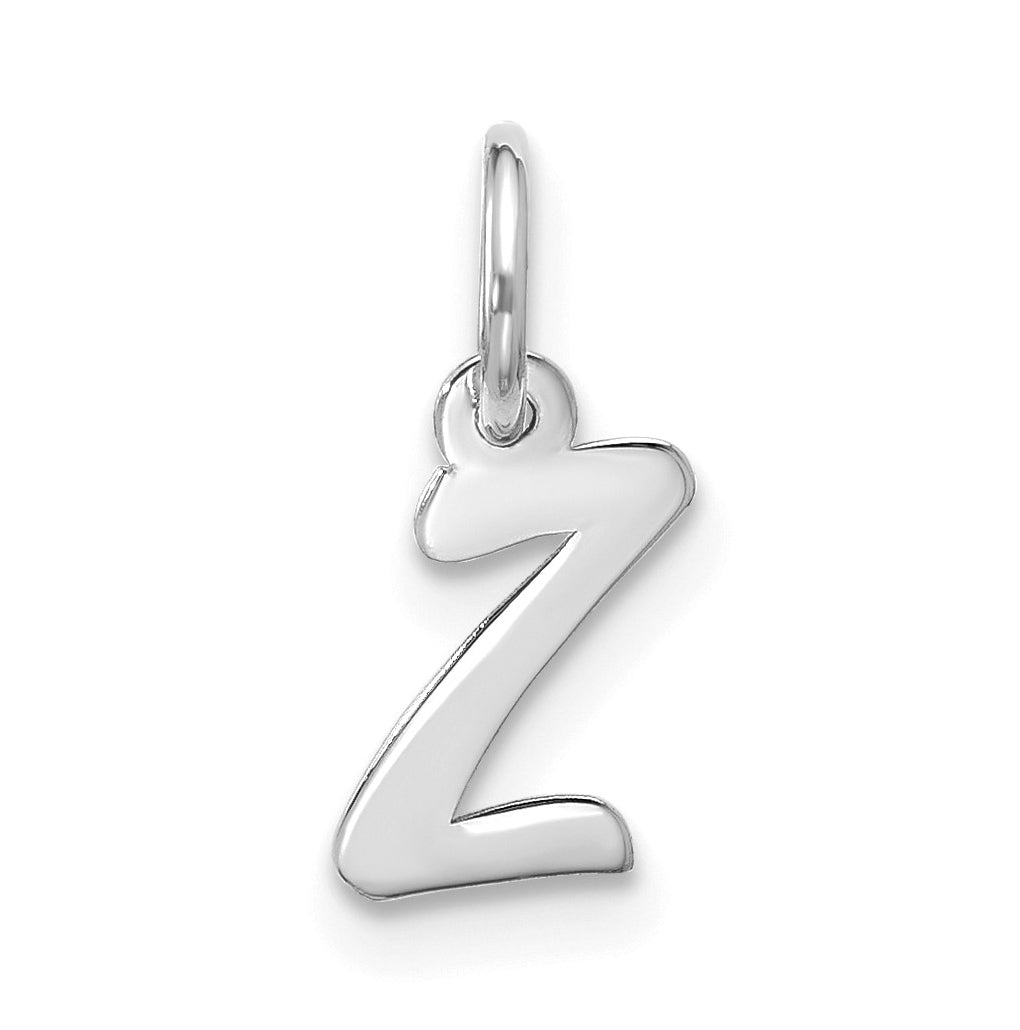 10K White Gold Small Script Initial Z Charm