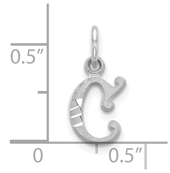 10k White Gold Diamond-cut Initial C Charm