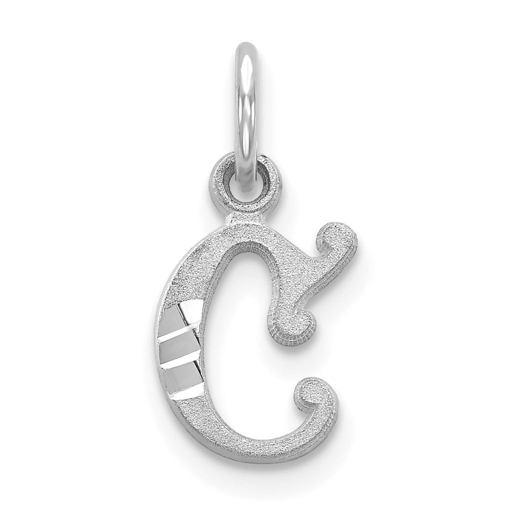 10k White Gold Diamond-cut Initial C Charm