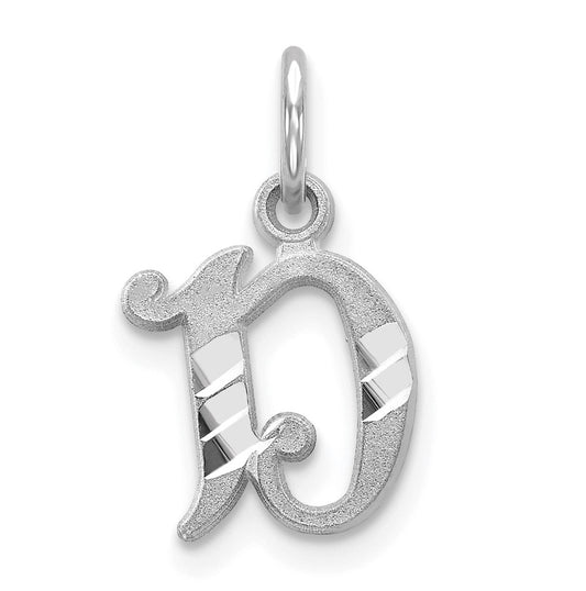 10k White Gold Diamond-cut Initial D Charm