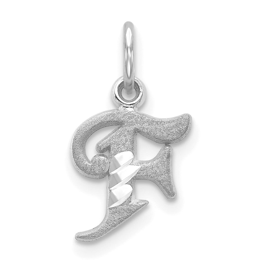 10K White Gold Diamond-cut Initial F Charm