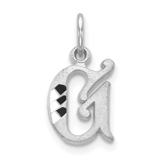 10K White Gold Diamond-cut Initial G Charm