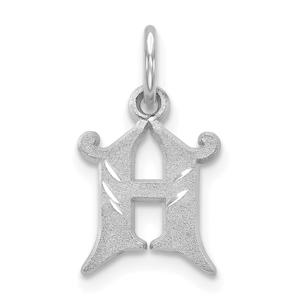 10K White Gold Diamond-cut Initial H Charm
